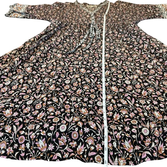 Xirena Boho Dress, 3/4 Sleeve Floral 100% Cotton Bohemian Midi Dress, Medium - Picture 5 of 8